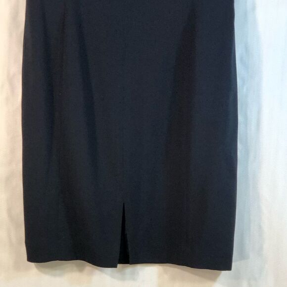 Tamotsu New York Crepe Navy Blue Crew Neck Sleeveless Sheath Dress M - Picture 6 of 9